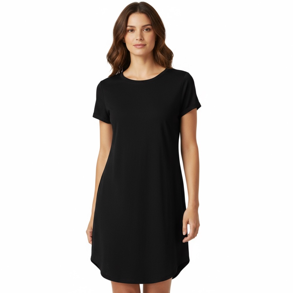NWT JAMES PERSE Black Cotton Short Sleeve Tunic Mini Dress